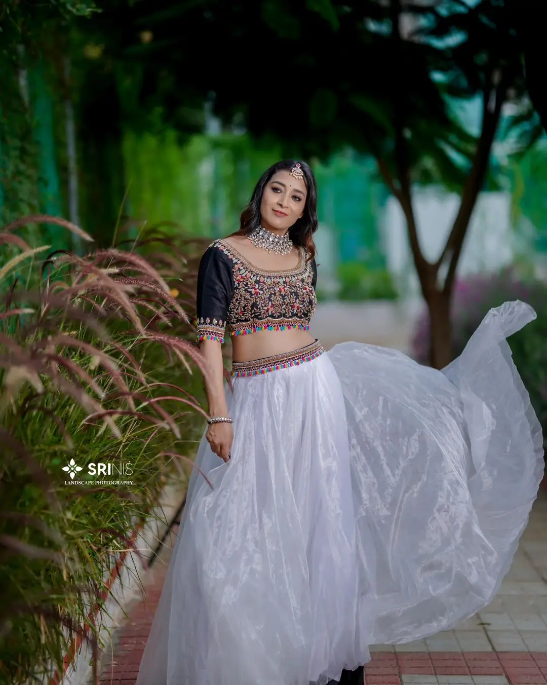 ETV Actress Bhanu Sri in Beautiful White Lehenga Black Choli